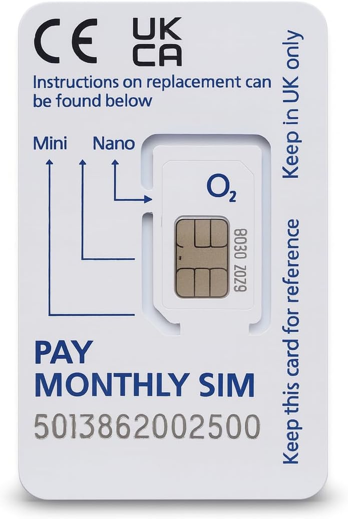 UK Travel SIM Card with 25GB 5G Data + Unlimited Calls & Texts | Call Home | O2 Network | 30 Days Validity | Physical SIM for UK Trips | Hotspot Enabled | Roam in Europe