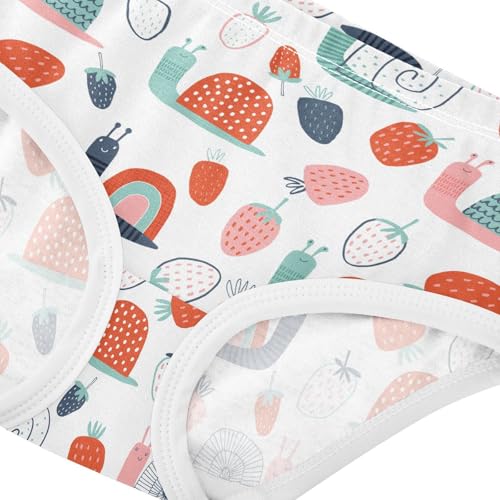 Girls Underwear Soft Cotton Snails Strawberries Kids Panties in Sizes 2/3t, 4t, 5t, 6 and 84