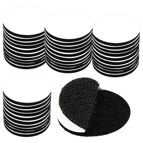 40 Paar Rund Klettverschluss Selbstklebend, 3cm Breit Klettband Selbstklebend Extra Stark, Schwarz Klettpunkte, Klebepads Doppelseitig Extra Stark für Glas Metall Boden Wände