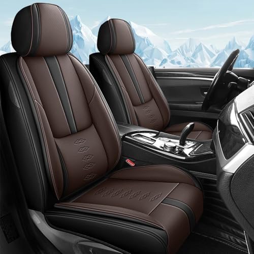 NCCLOVELY Car Seat Cover for Nissan 370Z 2009-2020,Waterproof Leather Seat Covers 2-Seats Standard,Car Interior Accessories with Airbag,Car Seat Protectors for 370Z(Black+Coffee)