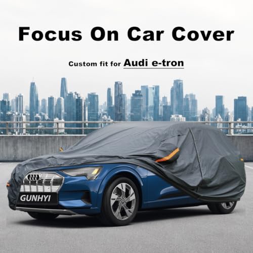 Image of GUNHYI Premium Car Cover Custom Fit Audi e-tron, 16 Layers Heavy Duty Car Cover Waterproof All Weather with Zipper Door for Sun Rain Snow Dust Uv Protection