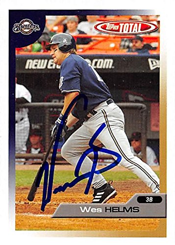 Sports Memorabilia Autograph Warehouse 344052 Wes Helms Autographed Baseball Card - Milwaukee Brewers, FT 2005 Topps Total No. 405