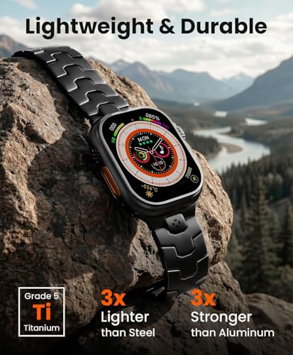 Image of AGIS02 Titanium Band for Apple Watch Ultra 3 /2 /1 Band 49mm & Series 11 /10 46mm, Grade 5 Titanium Ultra Watch Band for Men with DLC Coating, Durable and Lightweight iWatch Metal Strap