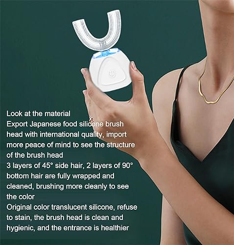 VIDECOR U-förmige Zahnbürste für Erwachsene, Automatische Reinigungszahnbürste, Mundpflege-Werkzeug, Zahnreiniger, Elektrische Schallzahnbürste mit Lebensmittelechtem Silikon-Bürstenkopf,Black – Bild 7