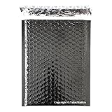 500#000 Glamour Black Bright and Shiny Metallic Exterior Padded Bubble Mailers Envelopes Self Sealing Bags 4x8