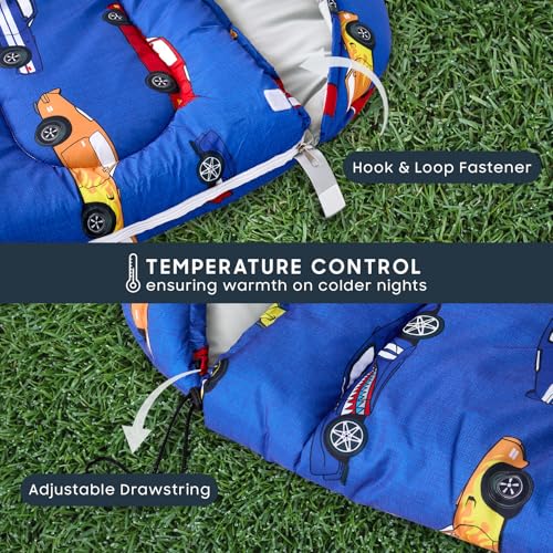 Wake In Cloud - Bolsa de Dormir para Niños, Camping Ligera y Compacta para 3 Estaciones, 61x26 pulgadas, Azul miniatura 5