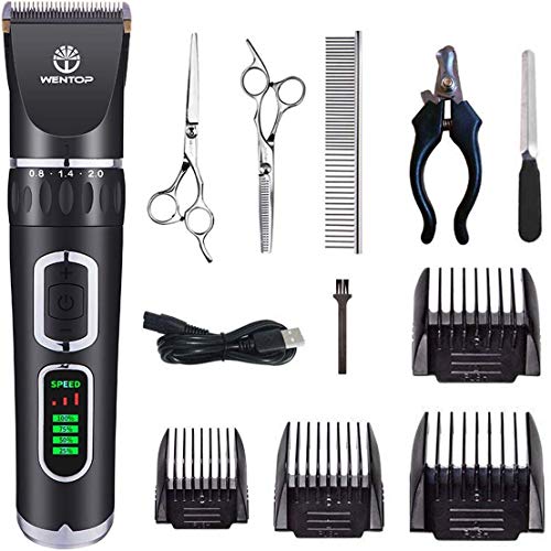 WenTop Dog Clippers 3-Speed Dog Grooming Clippers Kit USB Charge Dog Hair Clippers