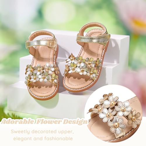 Image of Flaryzone Girls Sandals Open Toe Summer Flats Dress Sandals Shoes Toddler /Little Kid