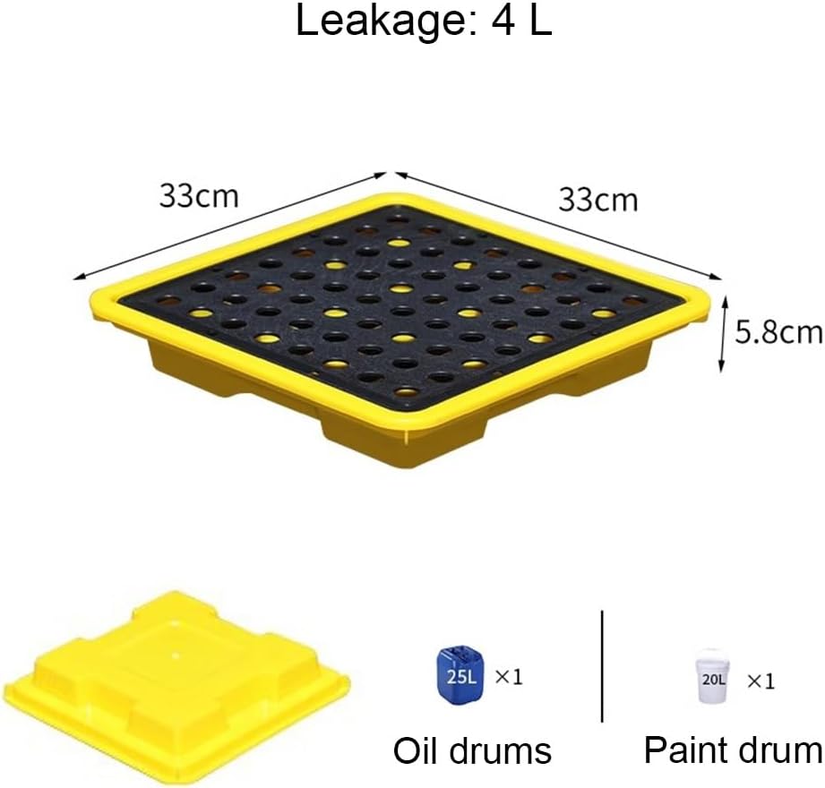 Mini Spill Containment Platform, Modular Spill Containment Pallet, Industrial Oil Drum Containment Tray for Labs Desk, 1 Drum Capacity(4 L/33X33X5.8 CM)