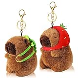 kinretixia 2 pezzi portachiavi di peluche capibara, animali realistici, giocattoli per zaino o borsa, dolci e morbidi peluche, regalo di compleanno con portachiavi dorato