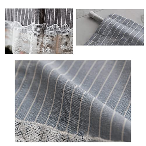 Cenefa y cortinas de cocina LUNEZY semiopacas cortas de encaje para ventana pequeña 7