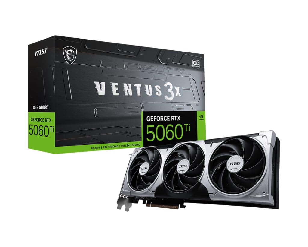 MSI GeForce RTX 5060 Ti 8G Ventus 3X OC Graphics Card – NVIDIA, GDDR7 128-bit Memory, 28Gbps, PCI Express Gen 5 x16 (uses x8), Up to 2617 MHz, Triple Fan Cooling, DisplayPort 2.1b, HDMI 2.1b-image-41