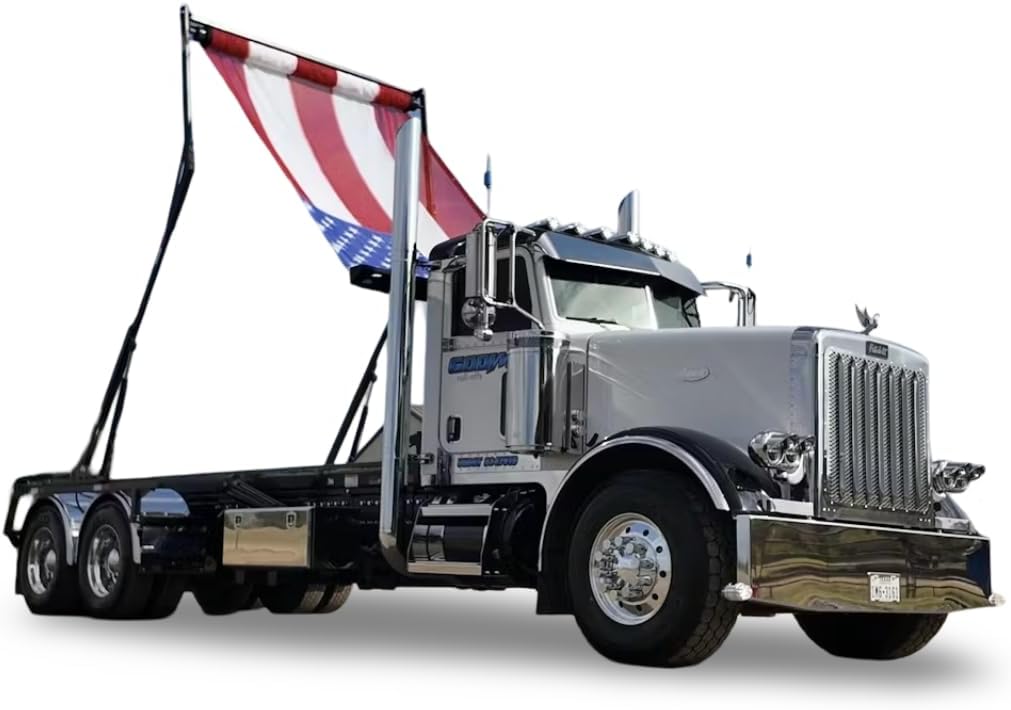 Kym Industries 7' 6" x 22' Heavy Duty Mesh American Flag Dump Truck Tarp Fits Manual or Electric Dump Truck Systems