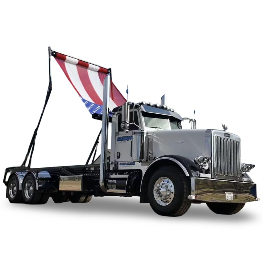 Kym Industries Inc. Heavy Duty American Flag Dump Truck Tarp Fits Manual or Electric Dump Truck Systems (7' x 18')