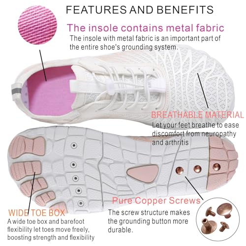 Barefoot Grounding Shoes for Men & Women with Solid Pure Copper Screws, Metal Fabric Insole, 2 Pairs Grounding Socks | Secure | Effective and | Comfortable3