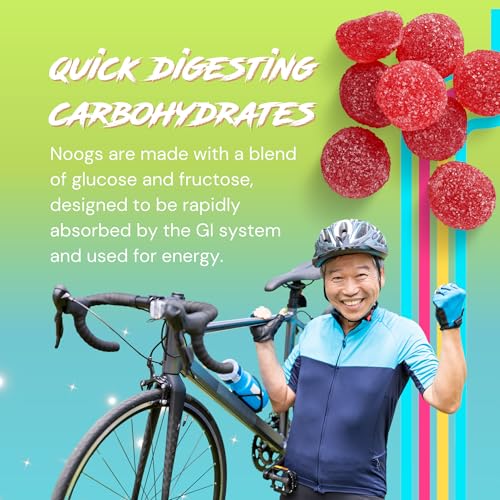 Image of Noogs Sour Energy Chews, Electric Watermelon Electrolyte Energy Gummies, Sour Candy Flavored Alternative to Running Gels, Vegan, Gluten Free & Caffeine Free, 12 Pack