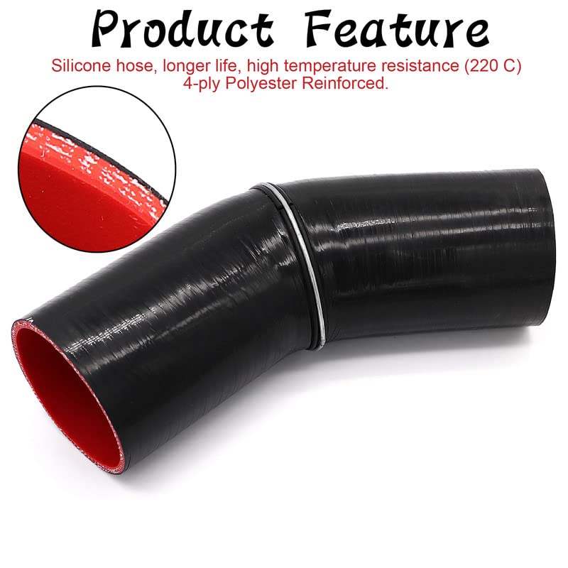 45 Degree Elbow Silicone Coupler Hose - 3 To 3.5 Inch ID, 4-Ply Reinforced For Turbo/Intercooler Piping - View #9