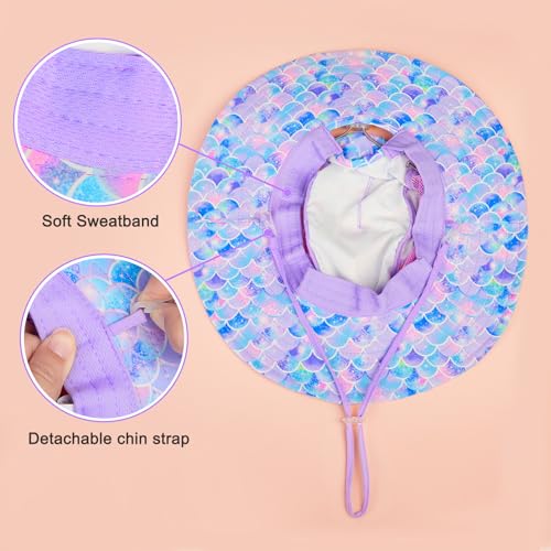 Image of Kids Sun Hat for Toddler Girls Unicorn Bucket Hats UV Protection Summer Hat for Kids Wide Brim Fishing Hat 2-8 Years