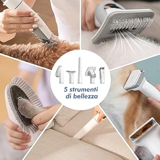 Neakasa P1 PRO Kit per toelettatura e aspirazione a Vuoto per Animali Domestici, Tosatrice per Cani e Gatto Pelo Lungo Professionale (Bianco)