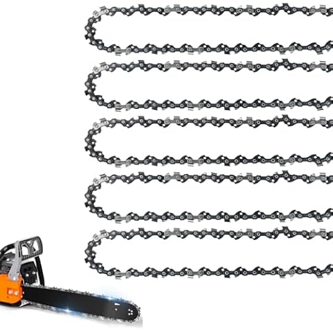 5 Pack 8 Inch Chainsaw Chain 33 Drive Links 3/8" LP Pitch .050" Gauge Fit Portland Harbor Freight 62896, 68862, 63190, 56808, Greenworks, Kobalt, Remington, Sun Joe 8" Chains- S33 Cover