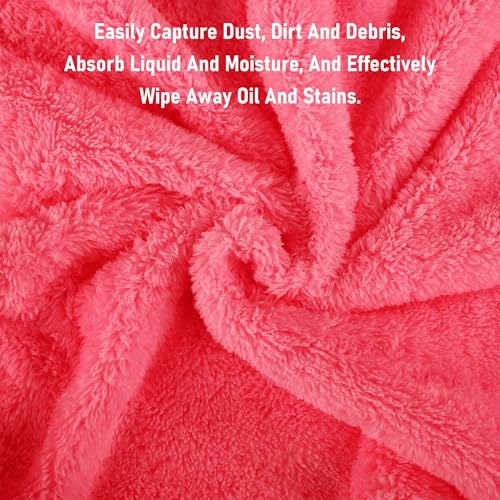 Image of Kuber Industries 3 Pcs 30x60 cm Microfiber Cleaning Cloth for Mirror, Window, Car and Bike | 350 GSM Dusting Cloth for Home | Absorbent Bathroom & Kitchen Cleaning Towel | Pink