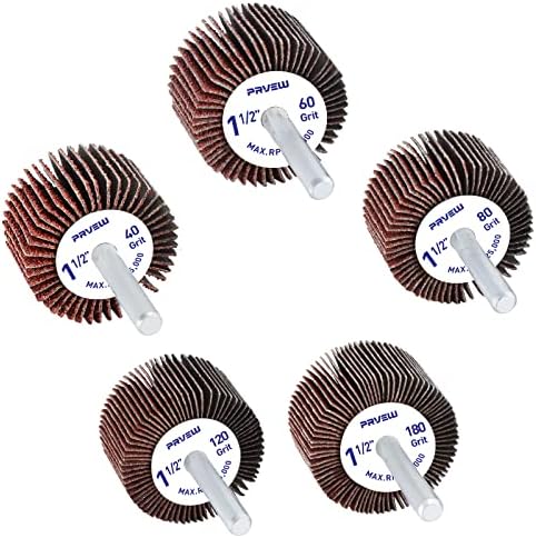 11 Pcs 1.5''x 1''x 1/4''Flap Wheel Sander Set, Aluminum Oxide Shank Mounted Sandpaper Flap Sanding Wheels 2Pcs of 40 60 120 180Grit,3Pcs of 80 Grit