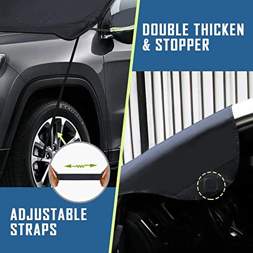 Icover Car Windshield Cover With Two Side Mirrors Covers, 600D Heavy Duty 3-Layer, Size 75" X 50" #TOP3