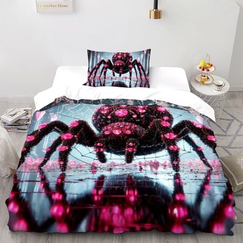 Housse de couette araignée imprimé 3D literie microfibre 135x200 - 2