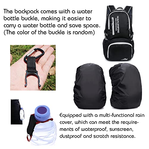 Lywencom Hiking Backpack,30l sporty lightweight folding waterproof ultralight backpack for outdoor camping picnic hiking (Black) - Image 2
