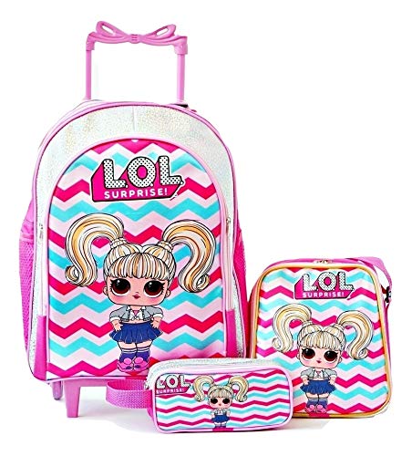 Mochila Boneca Lol 5 Hairgoals Pop Rodinhas Lancheira+estojo
