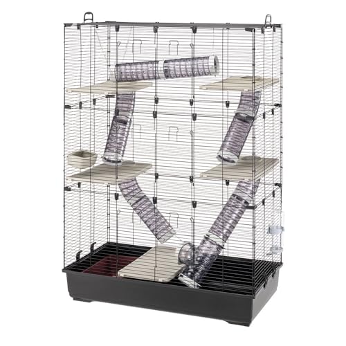 Ferplast Cage Furet SARA TOWER, Chinchilla, Furets, Animaux de Compagnie, 6 niveaux, avec Tunnels, Plateformes, 99,5 x 53 x h 152 cm, avec Porte et Poignées,...