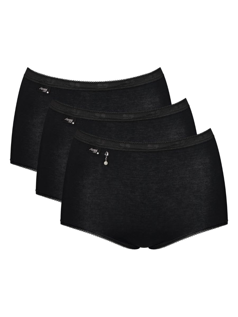 Sloggi Women's Black Pearl Basic+ Pearl Maxi 3 Pack Briefs Black Xl - 16