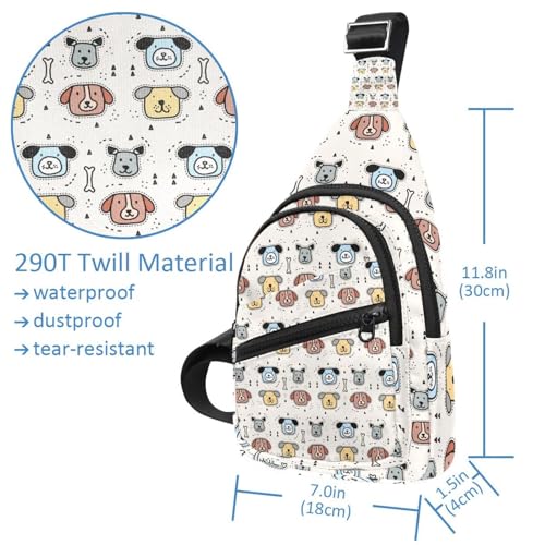 Bolsa de pecho con diseño de perros y correa de hombro ajustable multicolor 5