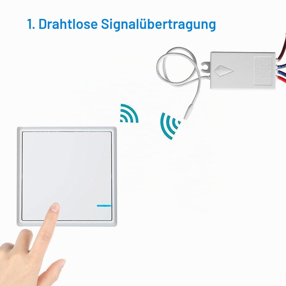 Mengshen Funk Lichtschalter Kit, 1 Schalter + 1 Empfänger, Keine Verkabelung Erforderlich