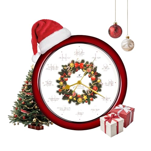 JUSTIME 14 Round Christmas Musical Wreath Wall Clock