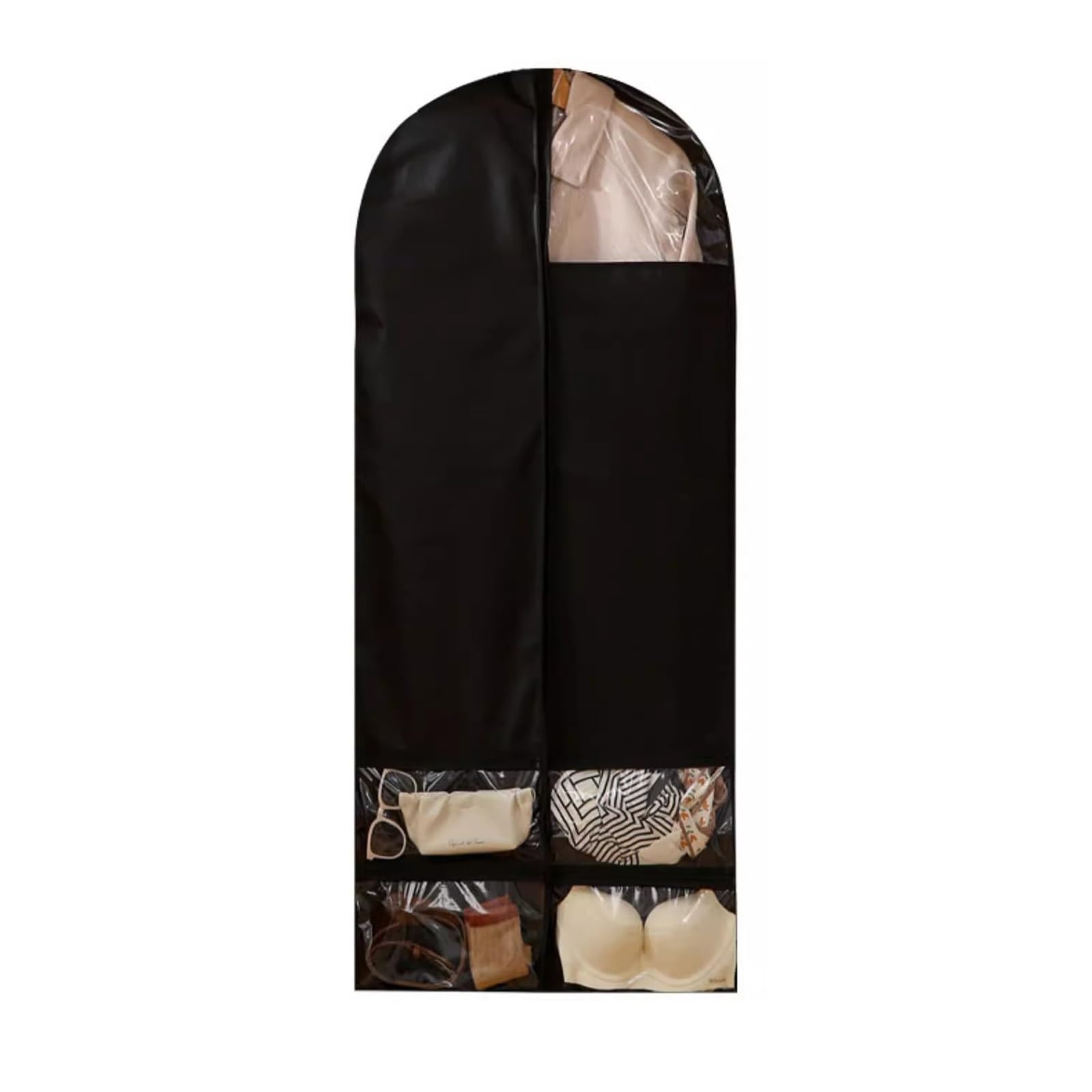 Garment Bags， Clothes Bags for Storage Hanging, Suit for Closet, Garment Cover with 4 Pockets(Black,60 * 160cm/24 * 63in)