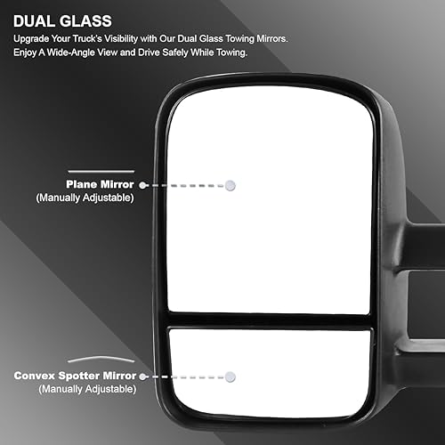 Miniatura 5 de Spec-D Tuning Extender Espejos laterales de remolque manuales telescópicos compatibles con Ford F150 1997-2003