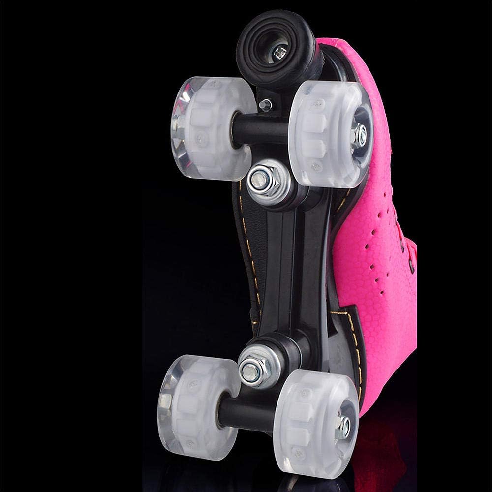 Quad Roller Skate Double-Row Roller Skates Teenager Roller Skates Flash PU Wheel Unisex (rose Red 4)