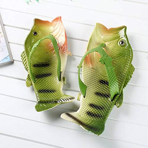 YULANMultiple Colour Creative Fish Slippers Unisex Beach Slippers (38, GREEN)
