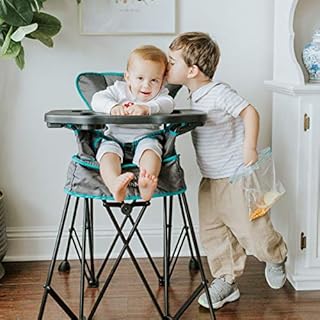 Baby Delight Go with Me Uplift Deluxe Portable High Chair | Indoor and Outdoor | Teal and Grey