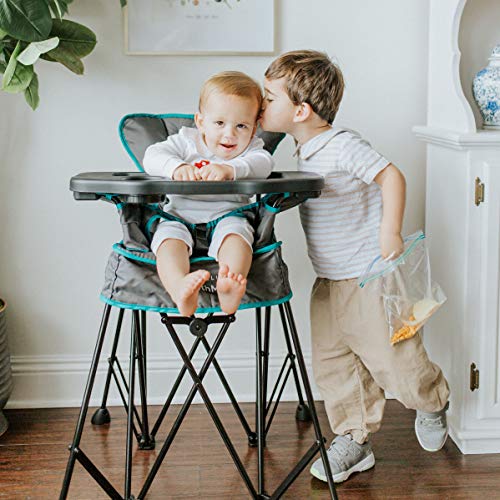 Image of Baby Delight Go with Me Uplift Deluxe Portable High Chair | Indoor and Outdoor | Teal and Grey