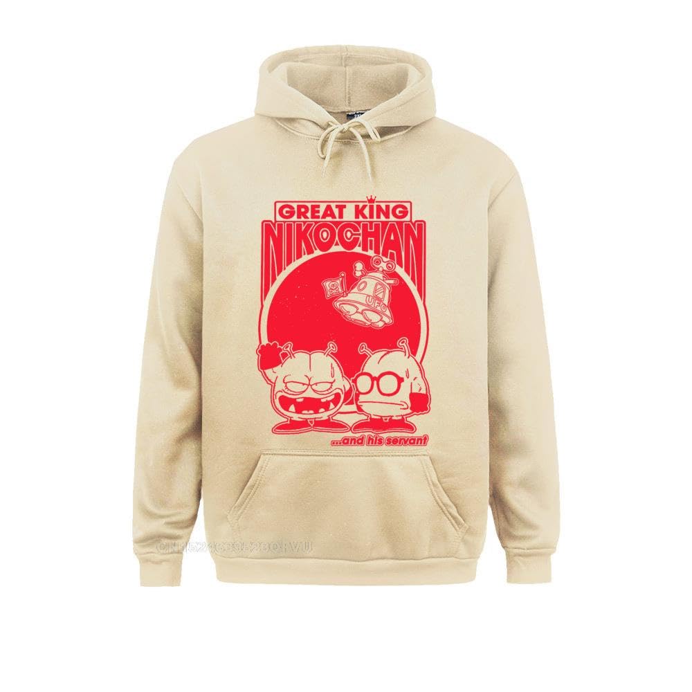 GenericKing Nikochan Arale Pullover Hoodie Men Pure Cotton Casual Men Dr Slump Toriyama Anime Manga 90s Cute 80s Oversized Hoodie (Khaki, S)