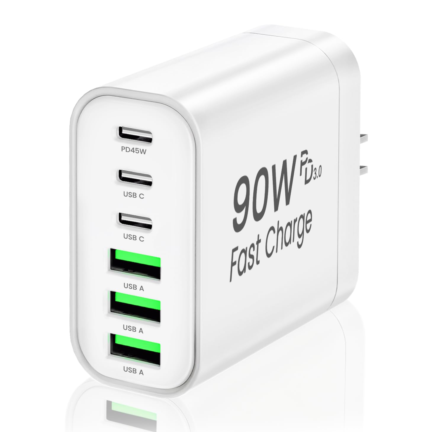 90W GaN USB C Charger Block 6-Port USB C Wall Charger Fast Charging 45W PD Power Adapter for