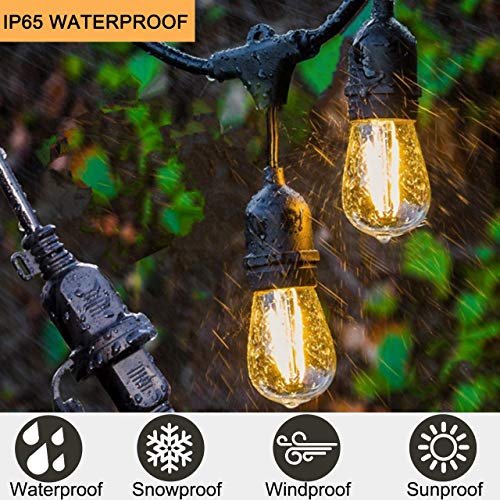 LED-Outdoor-String-Lights-Geecol-49Ft-Waterproof-IP65-Commercial-Grade-S14-Heavy-Duty-Festoon-String-Light-15-Hanging-Sockets-with-15-S14-2W-LED-Bulb-Warm-White-2700K-for-Party-Patio-Garden-Energy-Cla