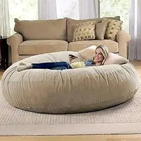 Puff Gigante 1,40m - Capa Decorativa de Suede ou Couro Sintético, Conforto Extremo e Estilo Vibrante(BEGE)