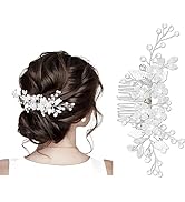 Makone Bridal Wedding Hair Combs Set Pearl and Crystal Wedding Hair Combs for Women and Girls, El...