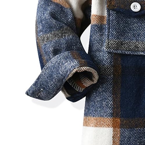 Kids Toddler Flannel Plaid Jackets Button down Collar Fleece Coats Boys Girls Fall Winter Warm Outwear with Pockets4