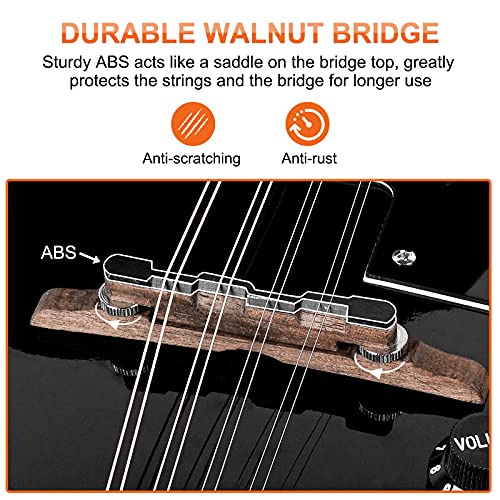 Image of Vangoa Mandolin Instrument Mahogany Acoustic Electric A Style Mandolin Musical Instrument for Beginner Adults Teens Kids, Black