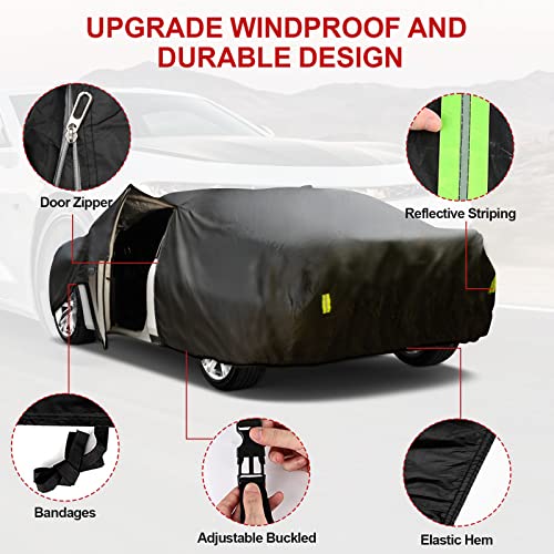 Image of Car Cover for Chevy Camaro 2010-2023 6 Layers All Weather 210T Windproof Waterproof All Weather Protection Outdoor Covers Compatible with Chevy Camaro