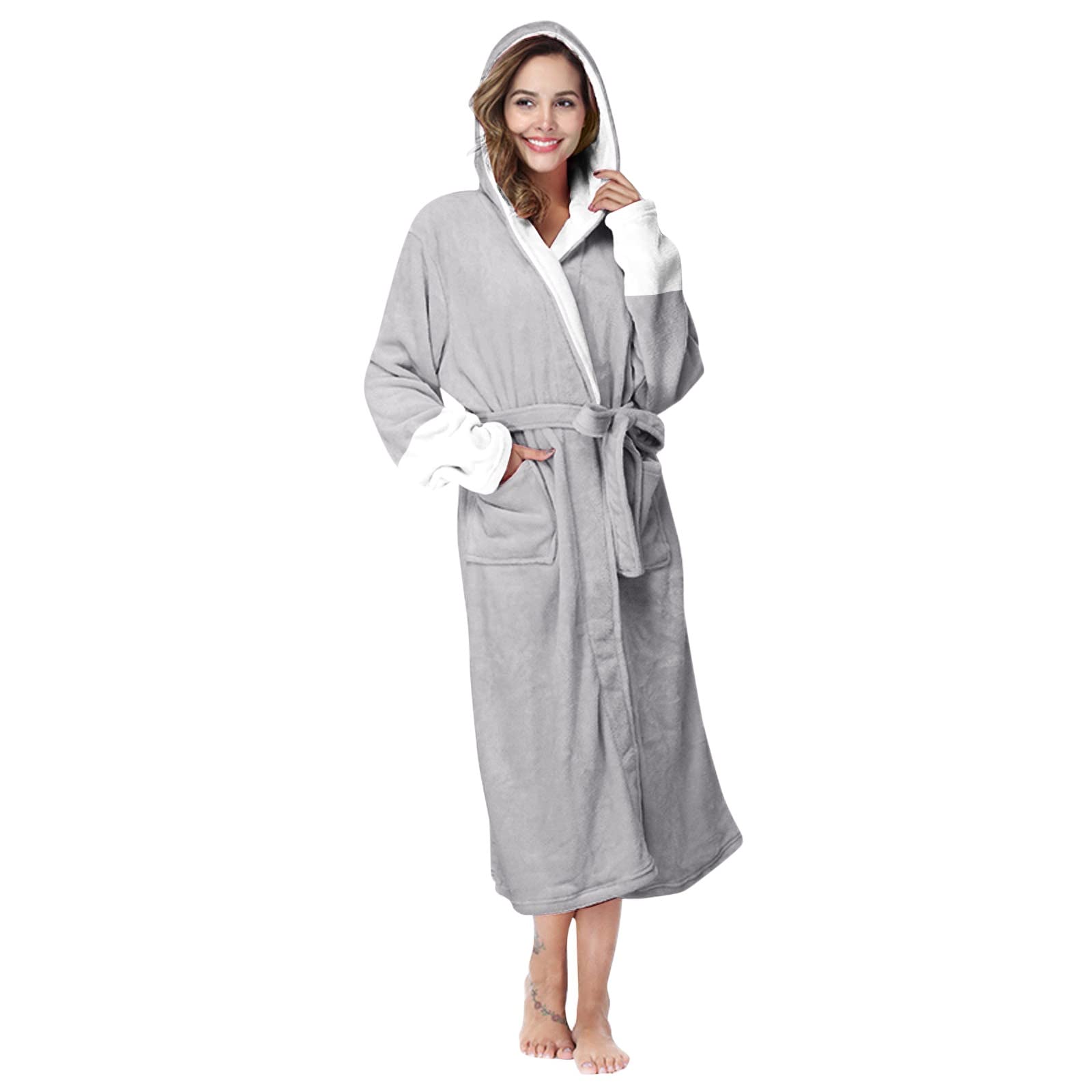 Generisch Bademantel Damen Flauschig, Morgenmantel Damen, Fleece Bademäntel für Hausmantel Saunabademantel Schlafanzug Pyjama,Bademantel Herren Fleece